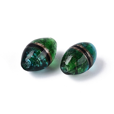 Two Tone Color Handmade Foil Glass Beads FOIL-Q001-01B-1