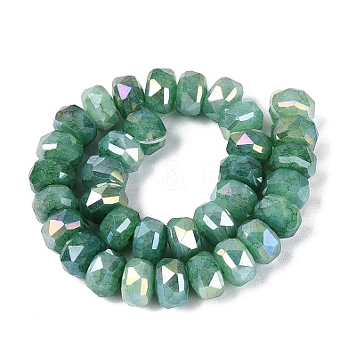 Electroplate Crackle Imitation Jade Glass Beads Strands EGLA-Q135-01A-C05-1