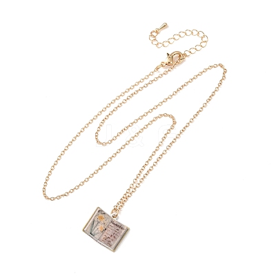 Brass Enamel Book Pendant Necklaces for Women KK-CBAF5B9-01G-11-1