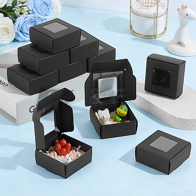 30Pcs Foldable Square Paper Storage Gift Boxes with Visible Window CON-PH0003-62C-1