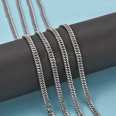 Tarnish Resistant Men's Jewelry Making 304 Stainless Steel Double Link Curb Chains CHS-A003C-1.0mm-1