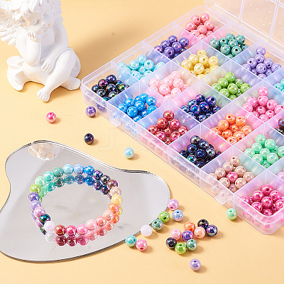 600Pcs 24 Colors Opaque Acrylic Beads MACR-CJ0001-16-1