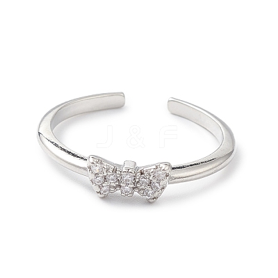 Clear Cubic Zirconia Butterfly Open Cuff Ring RJEW-C056-09P-1