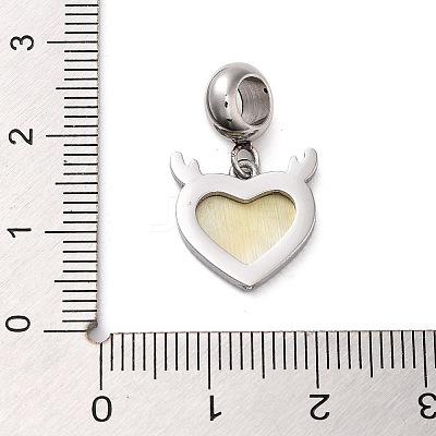 304 Stainless Steel Pave White Shell European Dangle Charms STAS-G308-32P-01-1