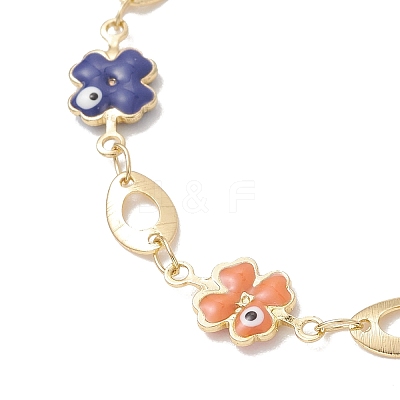 Brass Enamel Clover Link Chain Bracelets BJEW-JB13025-1