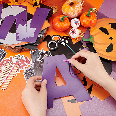 Halloween Decoration Paper Flag Banners DIY-WH0453-12B-1