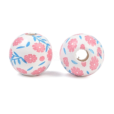 Printed Wood European Beads WOOD-G029-06C-1