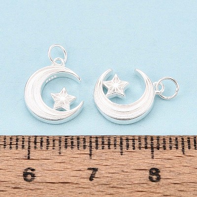 925 Sterling Silver Moon with Star Charms STER-N016-93S-1