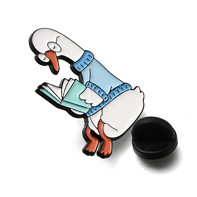 Reading Duck Enamel Pins JEWB-E797-01A-EB-1