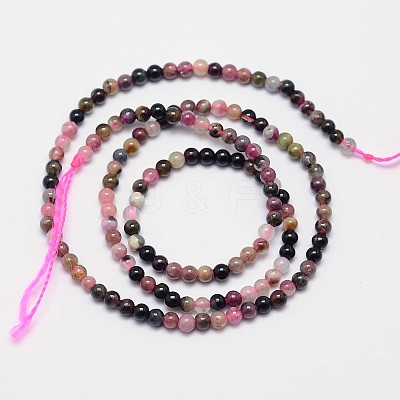 Natural Multicolor Tourmaline Round Bead Strands G-I162-01-3mm-1