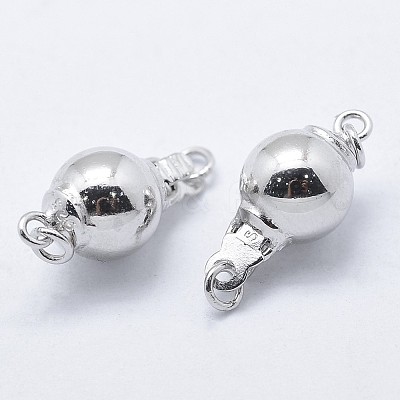 Anti-Tarnish Rhodium Plated 925 Sterling Silver Box Clasps STER-F037-017P-8mm-1