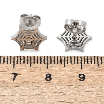 Non-Tarnish 304 Stainless Steel Spider Web Stud Earrings X-EJEW-G294-01P-1