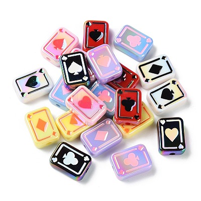 UV Plating Rainbow Iridescent Acrylic Enamel Beads SACR-G034-11-1