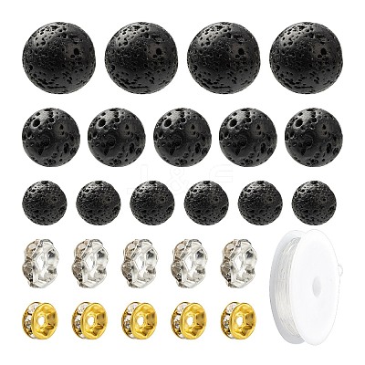 76Pcs Natural Lava Rock Round Beads for DIY Bracelet Making DIY-FS0002-01-1