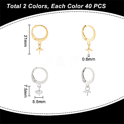 40Pcs 2 Colors 304 Stainless Steel Leverback Earring Findings STAS-UN0046-30-1