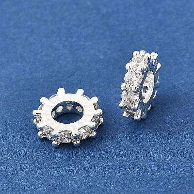Brass Micro Pave Clear Cubic Zirconia Beads KK-K300-02D-S-1