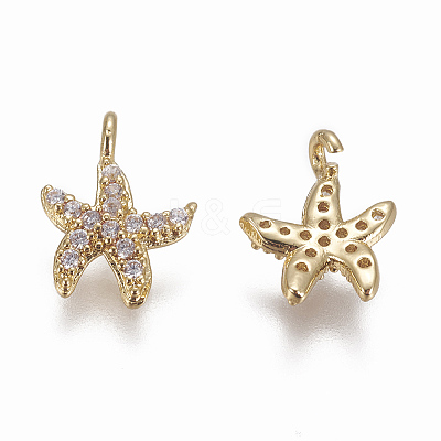 Brass Micro Pave Cubic Zirconia Charms X-ZIRC-F103-21A-G-1
