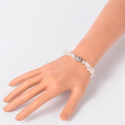 3D Buddha Head Gemstone Beaded Stretch Bracelets BJEW-JB01805-04-1