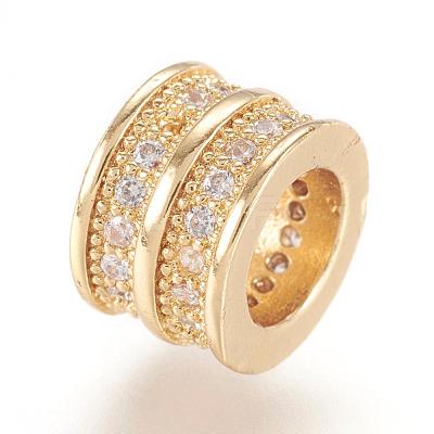 Brass Micro Pave Cubic Zirconia European Beads ZIRC-F062-11G-1