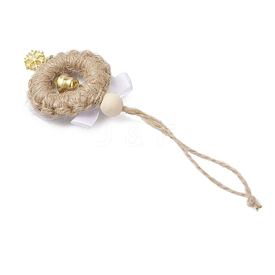 3Pcs Christmas Wood & Polyester Bowknot Pendant Decorations HJEW-JM04193-1
