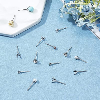100 Pcs 5 Styles 304 Stainless Steel Stud Earring Findings STAS-UN0022-10P-1