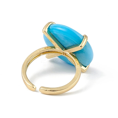 Lampwork Evil Eye Open Cuff Ring RJEW-C051-01G-03-1
