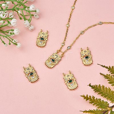5Pcs Brass Micro Pave Cubic Zirconia Pendants ZIRC-SZ0004-47-1