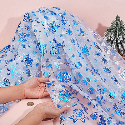 2M Polyester Snowflake Mesh Fabrics DIY-WH0622-389-1