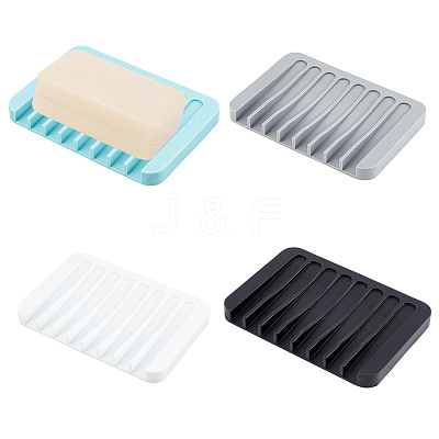 AHADEMAKER 4Pcs 4 Colors Silicone Self Draining Soap Dish Holder AJEW-GA0004-79-1