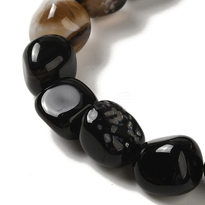 Natural Black Agate Beads Strands G-NH0017-B04-02-1