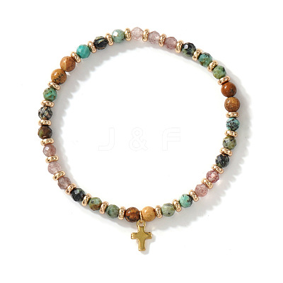 Vintage Brass Cross Charm Bracelets LS-GR0330-1-1