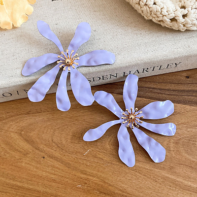 Iron Enamel Stud Earrings for Women WGDF60D-02-1