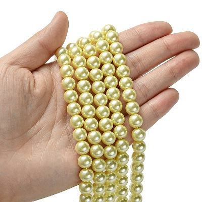 Eco-Friendly Dyed Glass Pearl Round Beads Strands HY-A002-8mm-RB012-1