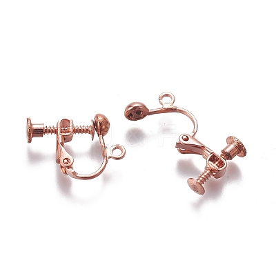 Rack Plated Brass Screw Clip-on Earring Findings KK-P169-04RG-1