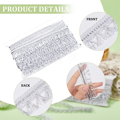 15 Yards Filigree Polyester Lace Fringe Trim OCOR-WH0089-13B-1
