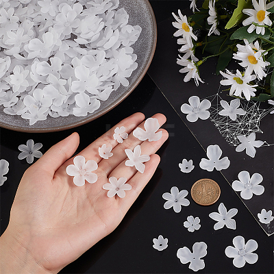 300Pcs 6 Style Transparent Acrylic Bead Caps OACR-HY0001-11-1