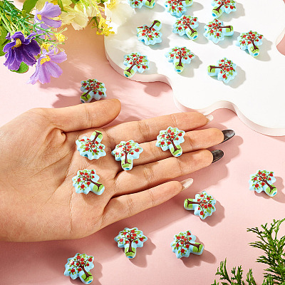 20pCS Printed Opaque Acrylic Beads OACR-TA0004-75A-1