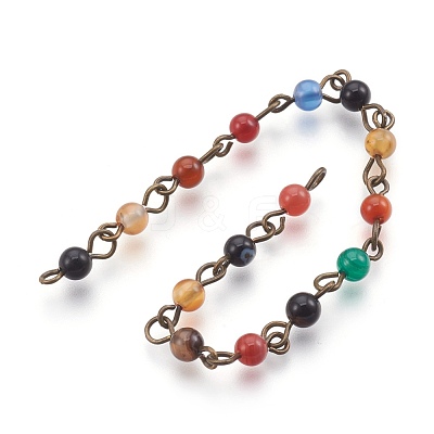 Handmade Natural Agate Beaded Chains AJEW-JB00448-01-1