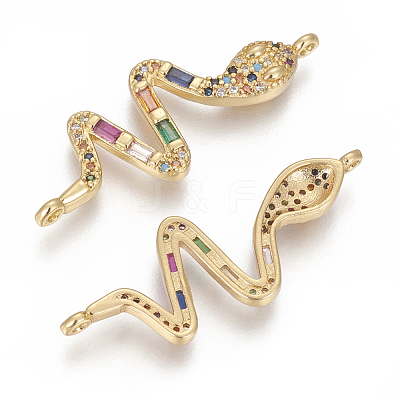 Brass Micro Pave Cubic Zirconia Links ZIRC-O034-11G-1