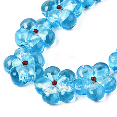 Handmade Silver Foil Lampwork Beads Strands FOIL-T004-03D-1