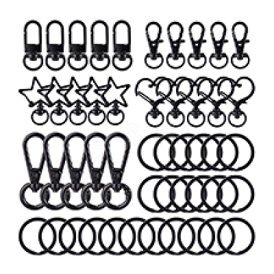 30Pcs 6 Styles Zinc Alloy Swivel Clasps & Split Key Rings FIND-PH0024-77-1