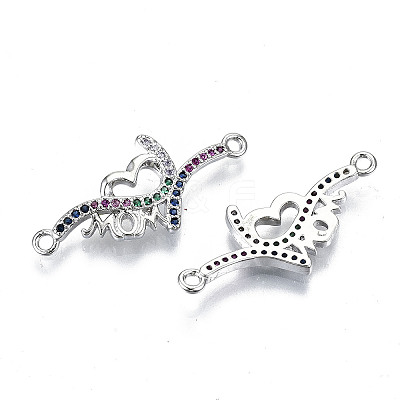 Brass Micro Pave Colorful Cubic Zirconia Links Connectors KK-S061-99P-NR-1