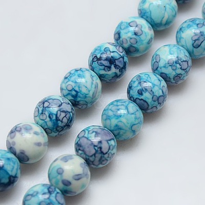 Synthetic Ocean White Jade Beads Strands G-C219-6mm-02-1