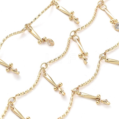 Handmade Brass Curved Bar Link Chains KK-F871-61G-1