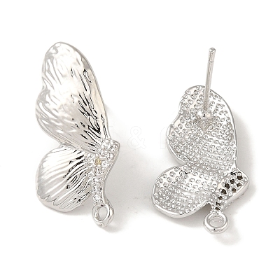 Brass Micro Pave Cubic Zirconia Studs Earring Findings KK-K371-16P-1