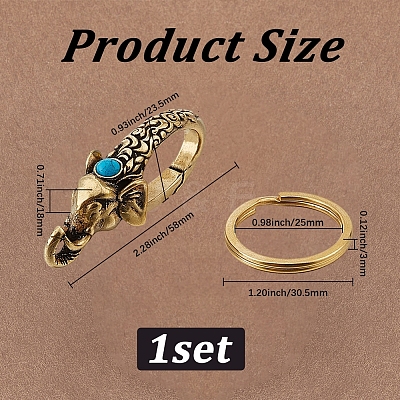 Elephant Brass Synthetic Turquoise Lobster Claw Clasps KK-WH20002-20C-1