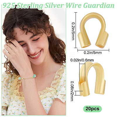 20Pcs 925 Sterling Silver Wire Guardian and Protectors STER-BBC0006-06B-1