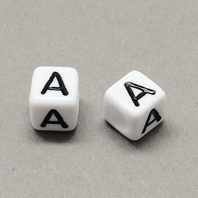 Large Hole Acrylic Letter European Beads SACR-Q103-8mm-01A-1