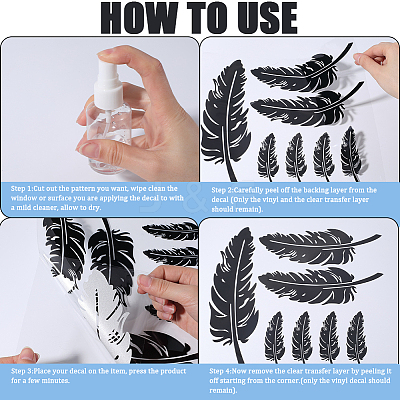 4 Sheets 2 Colors Plastic Feather Waterproof Car Stickers DIY-GF0008-98-1