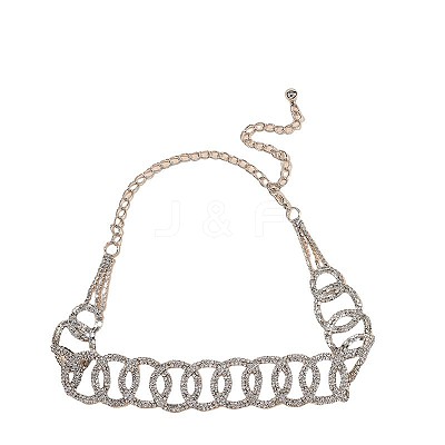 Alloy Crystal Rhinestone Ring Link Waist Belly Chains for Women FS-WGB7078-01-1
